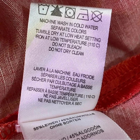 Lole linen cotton women red-orange batik floral tie dye midi hippie casual dress - Picture 7 of 10